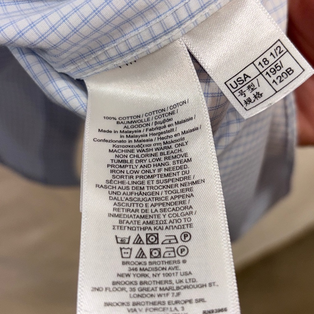 Brooks Brothers Madison Non-Iron Button Down Collar Dress Shirt 18 1/2 - 34 - Picture 9 of 10